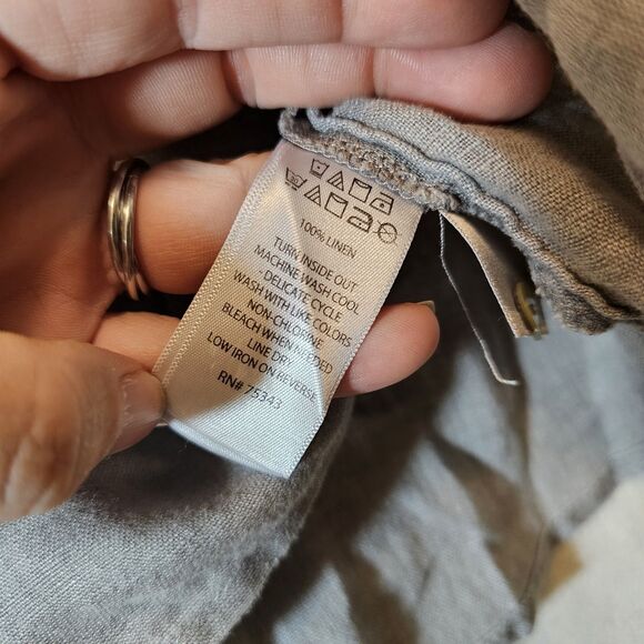 Artisan NY Grey Linen Top Womens XL Peplum Mother Of Pearl Classic Old Money - Picture 7 of 8